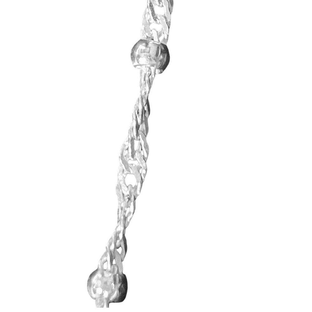 IBB Beaded Singapore Chain 20" Necklace Womens Silver Excellent 925 Italy - Picture 5 of 6